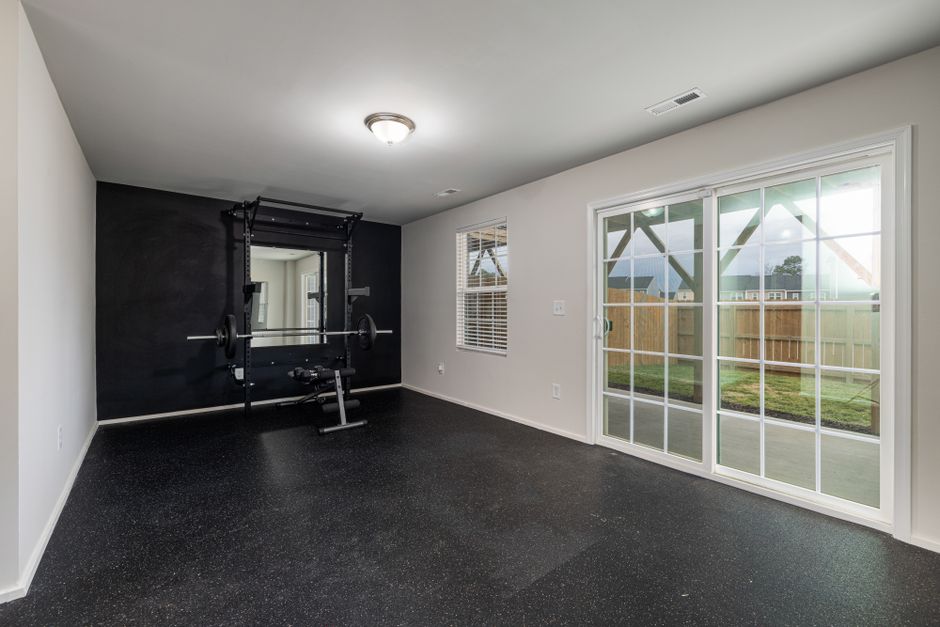 Home gym in a finished basement